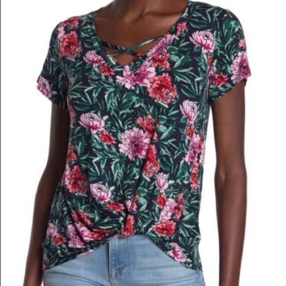 Bobeau Top Tropical Print